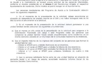Publicación del Decreto de Medidas extraordinarias y urgentes para la Inclusión Social de la junta de Andalucía.