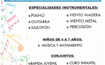 Abierto el plazo de inscripción de la Escuela Municipal de Música para el curso 2017-2018