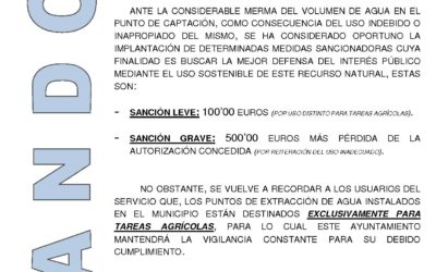 Bando sobre los puntos de extracción de agua.