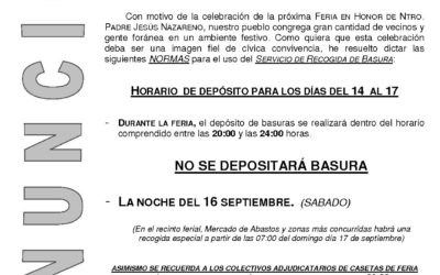 Servicio de recogida de basura durante la Feria de Septiembre 2017