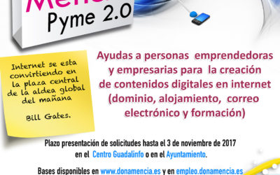 Programa de incentivos para el impulso al desarrollo económico dirigido a personas emprendedoras y empresarias de Doña Mencía edición 2017