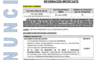 Anuncio de cambio en las fechas para la renovación del DNI prevista para el día 19 en Doña Mencía