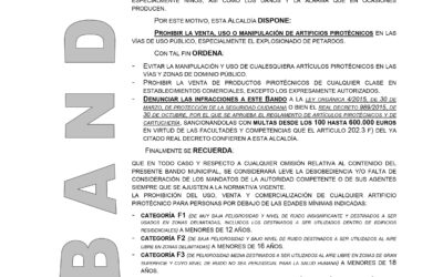 BANDO ARTEFACTOS PIROTÉCNICOS (NAVIDAD 2021)