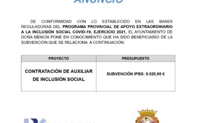 PROGRAMA PROVINCIAL DE APOYO EXTRAORDINARIO A LA INCLUSIÓN SOCIAL COVID-19, EJERCICIO 2021