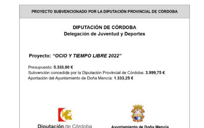 Convocatoria de subvenciones a entidades locales de la provincia de Córdoba para la realización de actividades dirigidas a jóvenes, ejercicio 2022