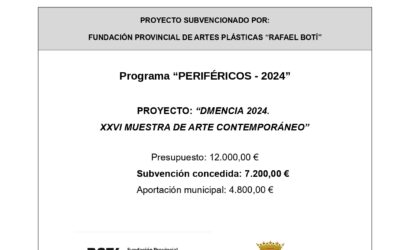 Convocatoria de subvenciones del Programa “PERIFÉRICOS. ARTE CONTEMPORÁNEO EN LAPROVINCIA DE CÓRDOBA”, ejercicio 2024